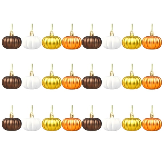 XHKUYI 24 PCS Fall Pumpkin Hanging Ornaments 2.12 inches, Halloween Mini Pumpkin Hanging Balls, Pumpkin Hanging Tree Ornaments for Halloween Thanksgiving Harvest Party Home Decor
