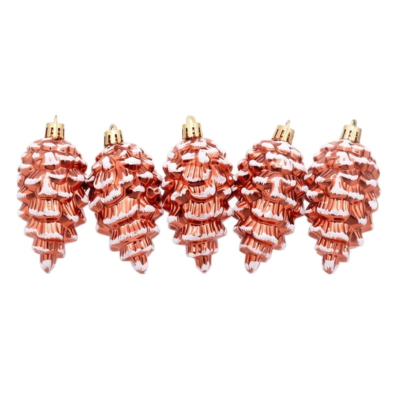 XHKUYI 5 PCS Christmas Pinecone Ornaments 3 inch, Shatterproof Snowy Pine Cones Baubles, Rustic Winter Woodland Hanging Decorations for Holiday Tree, Wreath and Fireplace Mantel Decor