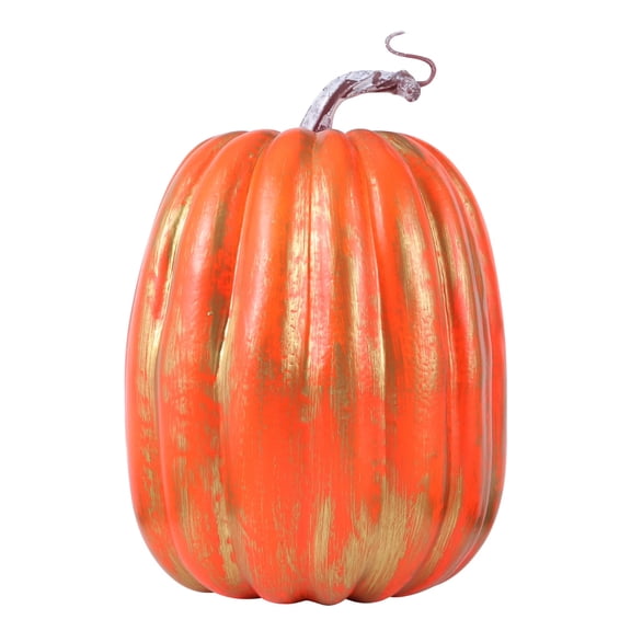 XHKUYI 8.3 Inch Halloween Faux Pumpkin Decoration, Large Artificial Harvest Pumpkin Prop with Rustic Textured Finish, Farmhouse Fall Tabletop Ornament for Thanksgiving Porch Home Decor