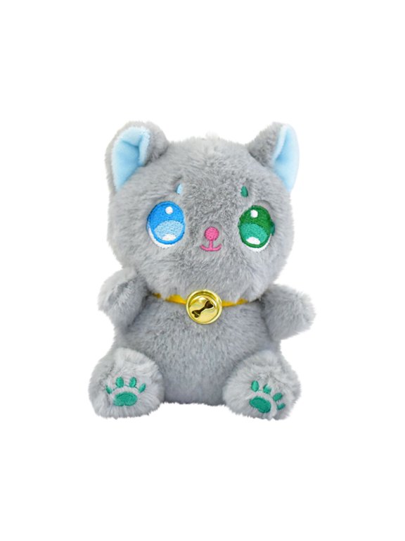 Cat Plush Toy 5.5 inch, Soft Cat Stuffed Animal Pendant with Golden Bell, Cute Kitty Bag Charm, Backpack Accessory, Kids Birthday Gift, Car Keyring