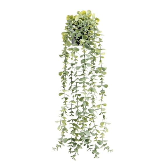 XHKUYI Fake Hanging Plants Eucalyptus Potted 23.6 inch, Artificial Plant Faux Ivy Vines Decor, for Floating Shelf Kitchen Bathroom Cabinets Office Desk Wall Decor