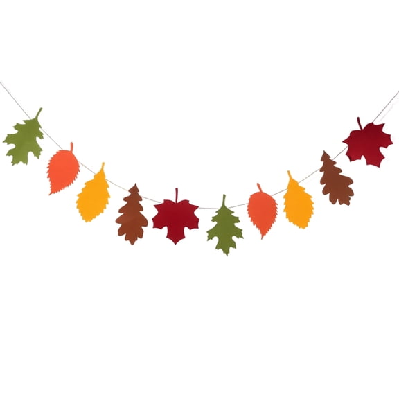 XHKUYI Fall Felt Leaf Banner 6.5 FT, Autumn Maple Oak Leaves Garland, Rustic Harvest Hanging Bunting, for Thanksgiving Halloween Fireplace Mantel, Wall, Home, Party Decoration