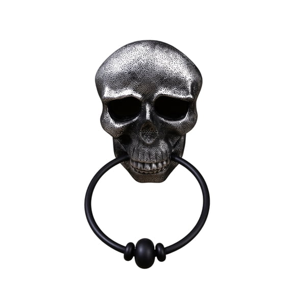 XHKUYI Halloween 3D Skeleton Doorbell 11.8 inch, Light-Up Skull Door Knocker with LED Red Eyes and Spooky Sound, Halloween Prop for Front Door, Haunted House Decor