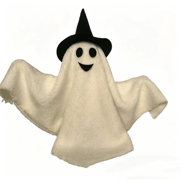 XHKUYI Halloween Animated Ghost Decor 17.7 inch, Plush Witch Hat Ghost Musical Swaying Figure with Colorful LED Lights, Battery Operated Motion Prop for Halloween Party Haunted House