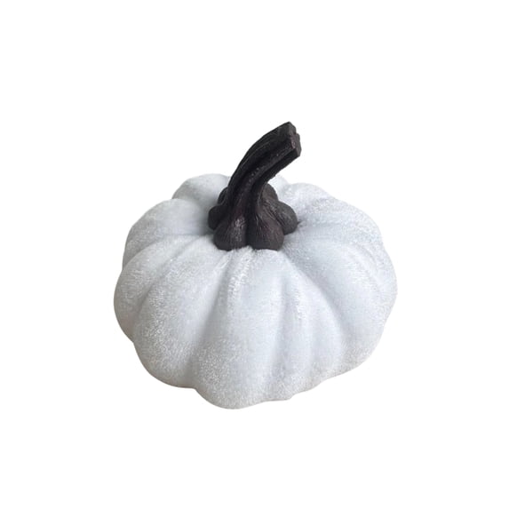 XHKUYI Halloween Artificial Velvet Pumpkins 4 inch, Fall Velvet White Pumpkins Decor, Fake Fabric Pumpkins for Fall Thanksgiving Halloween Table Centerpiece Mantel Kitchen Decor