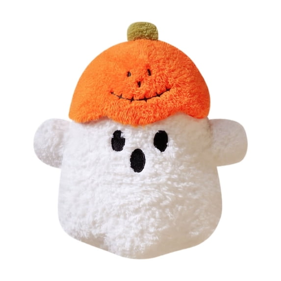 XHKUYI Halloween Ghost Plush 11.8 inch, Adorable Ghost Stuffed Animal with Pumpkin Hat, Soft Fluffy Ghost Plush Pillow, for Halloween Home Sofa Bedroom Couch Tiered Tray Decor