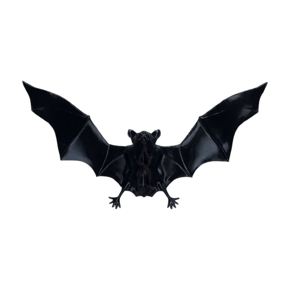 XHKUYI Halloween Lifelike Bat Figurine 8 inch, Realistic 3D Black Bat Statue, Spooky Gothic Bat Prop for Halloween Mantel Window Party Home Decorations