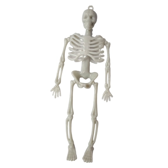 XHKUYI Halloween Mini Skeleton Decorations 6 inch, Hanging Small Human Skeleton Figurines, Spooky Skeleton Ornaments for Halloween Tabletop Graveyard Haunted House Party Decor