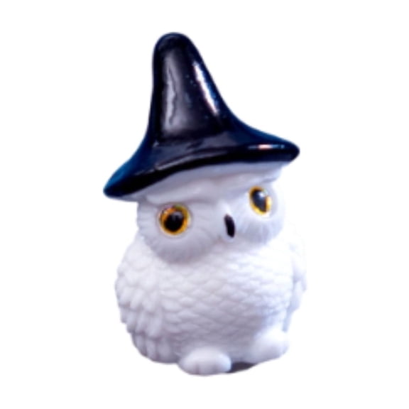 XHKUYI Halloween Miniature Figurines 1.6 inch, Resin Mini Witch Hat Owl Figurine, for Party Favors Outdoor Home Garden Statues Bonsai Crafts Decoration