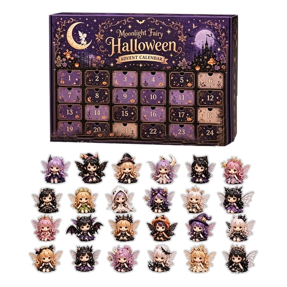 XHKUYI Halloween Moonlight Fairy Advent Calendar 2026, Enchanted Drawer Countdown Calendar with 24 Mini Fairy Figures, Spooky Halloween Surprises Gift for Girls, Teens & Collectors