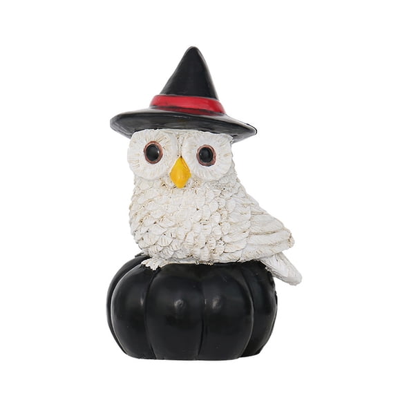 XHKUYI Halloween Owl Figurine 3.15 inch, Spooky Cute Owl Resin Desktop Sculpture, Gothic Decor for Halloween Home Office Desk Shelves Display