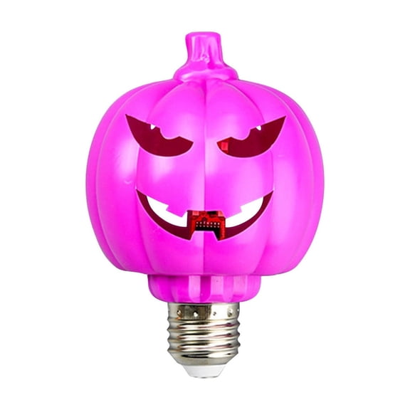 XHKUYI Halloween Pumpkin Lantern 4.8 inches, Purple Jack-O-Lantern Light Bulbs, Flickering Flame Light Bulb for Halloween Indoor Outdoor Party Home Patio Porch Decor