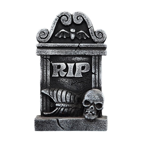 XHKUYI Halloween Skeleton Tombstone Decoration 5.7 inches, Resin RIP Graveyard Tombstones, Spooky Small Grave Marker for Haunted House, Graveyard Scenes, Yard, Party Decor