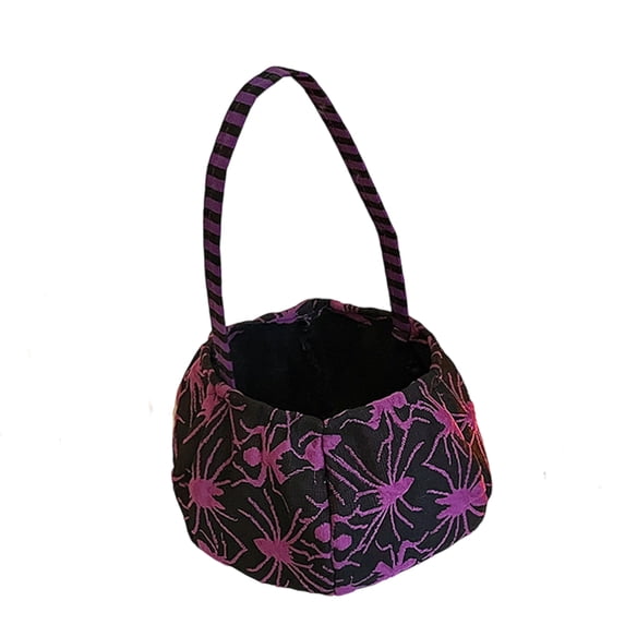 XHKUYI Halloween Trick-or-Treat Bags 7.8 inches, Reusable Spider Candy Bucket with Handle, Halloween Tote Bags for Candy Snack Storage Party Favors Supplies