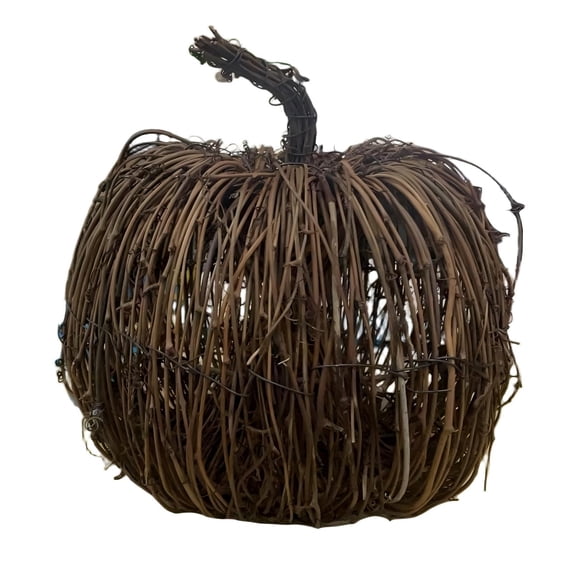 XHKUYI Halloween Wicker Pumpkin Decor 7.8 inch, Rustic Handmade Woven Grapevine Pumpkin, Halloween Centerpiece for Table, Mantel & Farmhouse Home