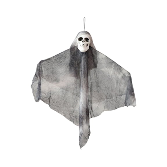 XHKUYI Hanging Gauze Ghost 15.7 Inch, Draped Ghost Bride and Reaper Style Figure with Soft Cloth Look and Suspended Shape, Halloween Yard Hanging Decor for Porch Tree Doorway Party Scene Display