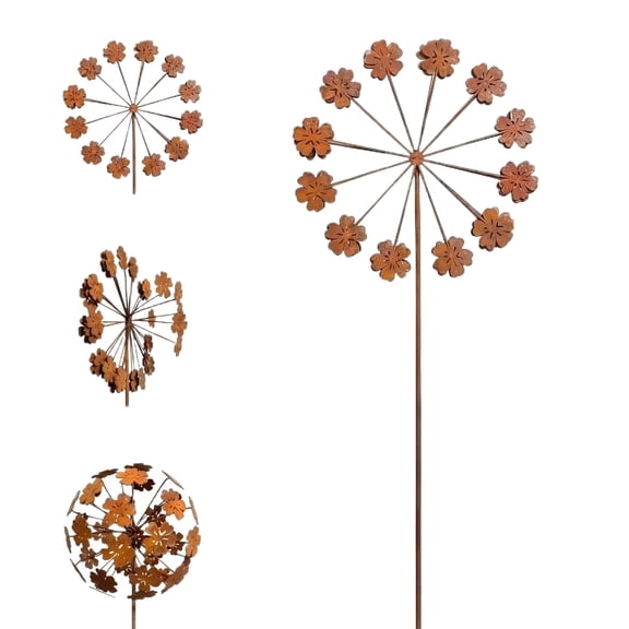 XHKUYI Metal Flower Garden Stakes 15.75 inch, Rusty Metal Wild Flowers Garden Stakes, Metal Flowers Yard Art for Outdoor Lawn Porch Pathway Patio Decorations