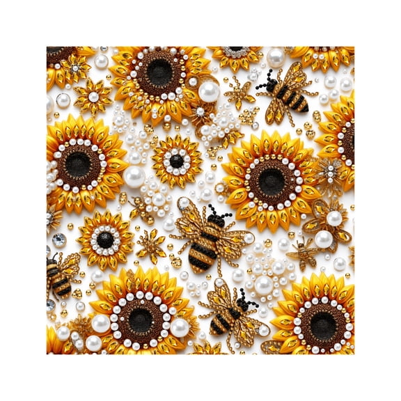 XHKUYI Sunflower Bee Pearl Diamond Art Painting Kit, DIY Pearl Beads Art Craft for Adults Beginner, Sparkling Faux Pearl Diamond Painting for Home Wall Decoration Gift