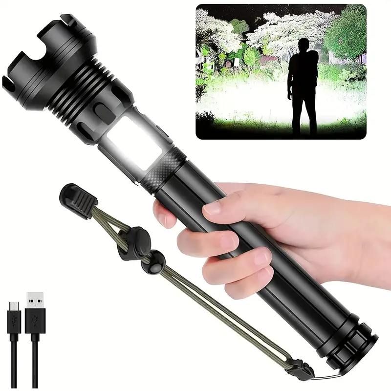 Outback Led Flashlight 10000LM Super Bright Outdoor Flashlight with COB Side Light,7 Modes USB ...