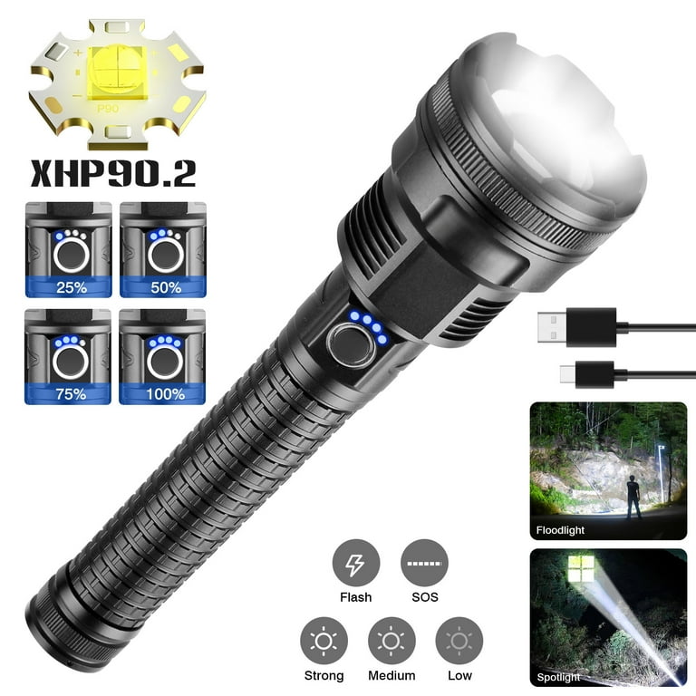 Rechargeable LED Flashlights High Lumens: 120000 Lumen Super