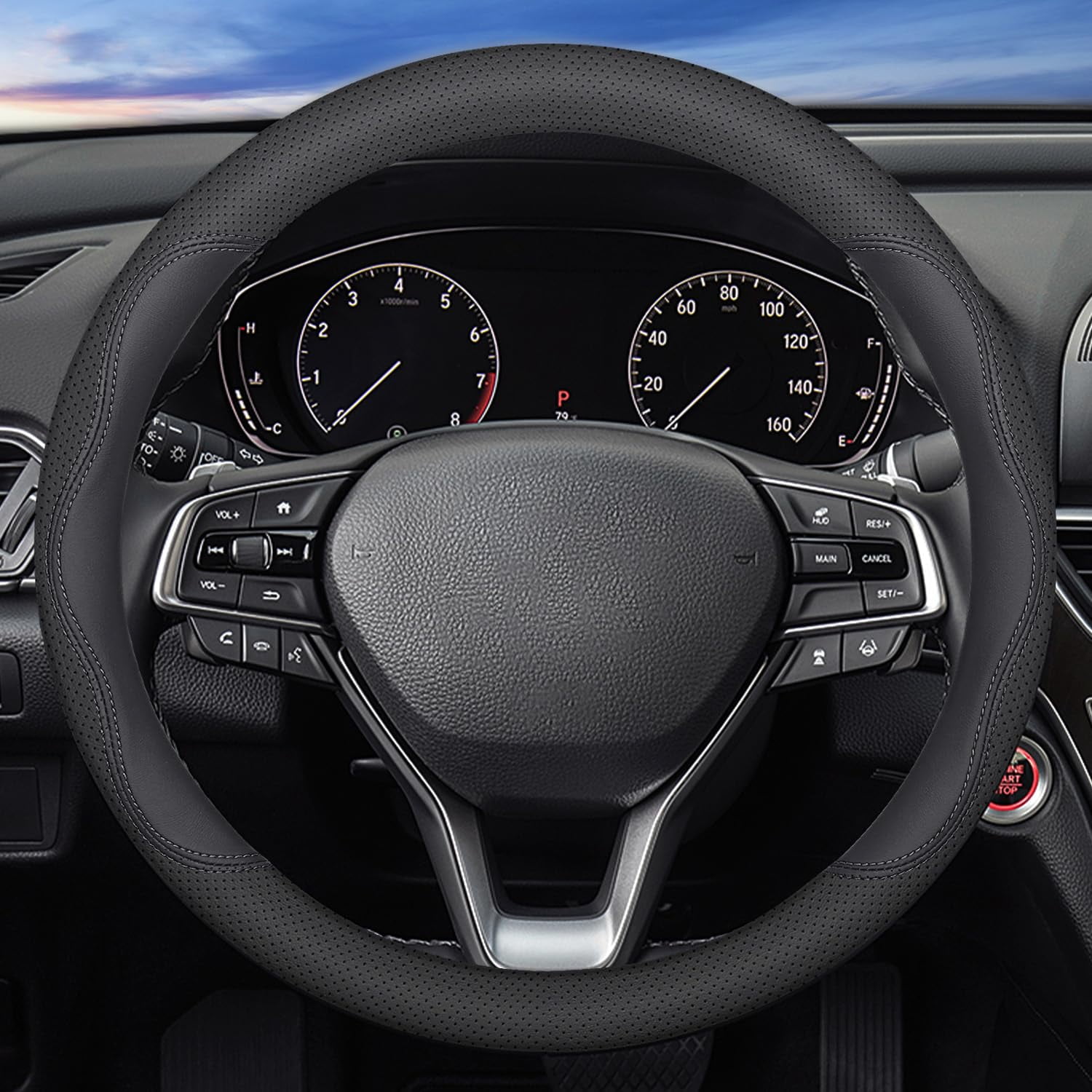 XHRING Steering Wheel Cover For Ford F150, F250, F350, Expedition - Red Honeycomb Microfiber, Custom Fit