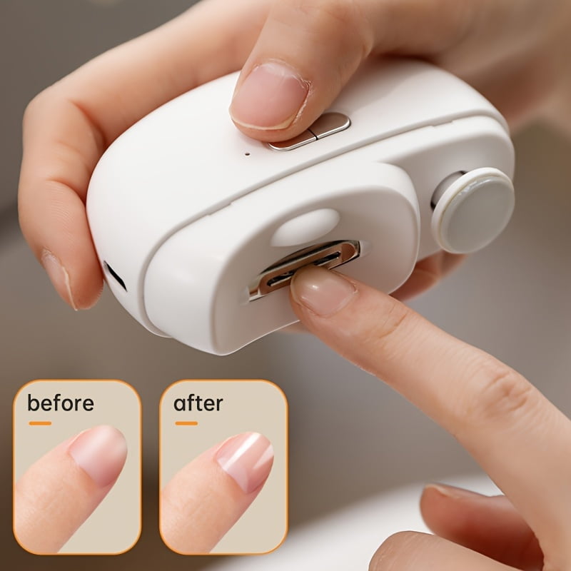XHSGX 2-in-1 Electric Nail Clipper and Polisher, with LED Light, Anti-Pinch Safety Feature, Polishing and Grinding Functions, USB Charging, Multi-functional manicure tool for home and salon use