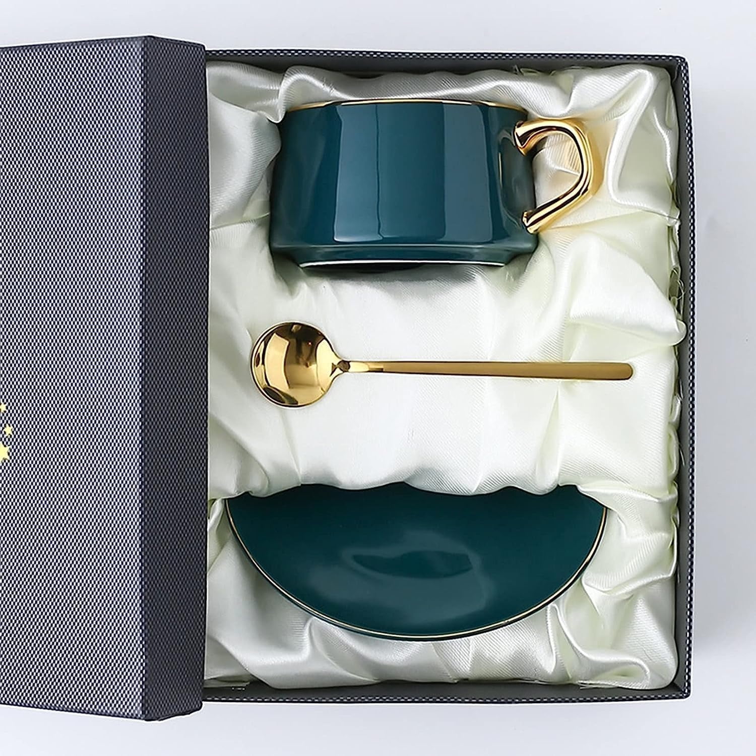 XHUNGLE Elegant and stylish this black ceramic tea cup and saucer set