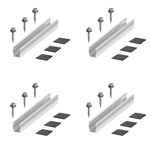 XHWshop 1/2/4 Set Solar Panel Photovoltaic Bracket Mounting Rail PV Middle Clamp End Clamp Solar Aluminum Alloy Rails Kit Replacement