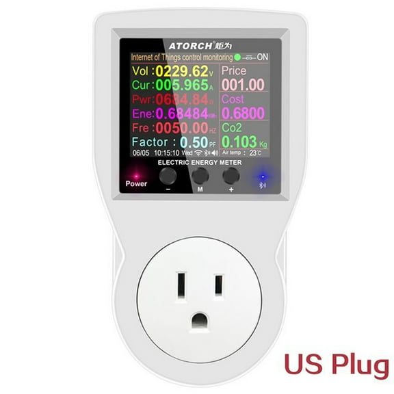 XHWshop 220v Ac Smart Socket Digital Wattmeter Eu US UK AU Plug Power Meter Electricity With Display Screen Overcurrent Protection