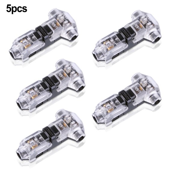XHWshop 5PCS 12V T2 Wire Cable Snap In Transparent Wire Connectors Terminal Connections Joiner Auto Plug Electrical Equipment Supplies