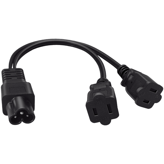 XHWshop IEC320 C6 to 2 FOR NEMA 1 15R Power Splitter Cable Male to Double