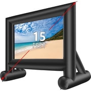 Inflatable Movie Screen Outdoor 15 Feet with Blower, Carry Bag, Tethers & Stakes, Black