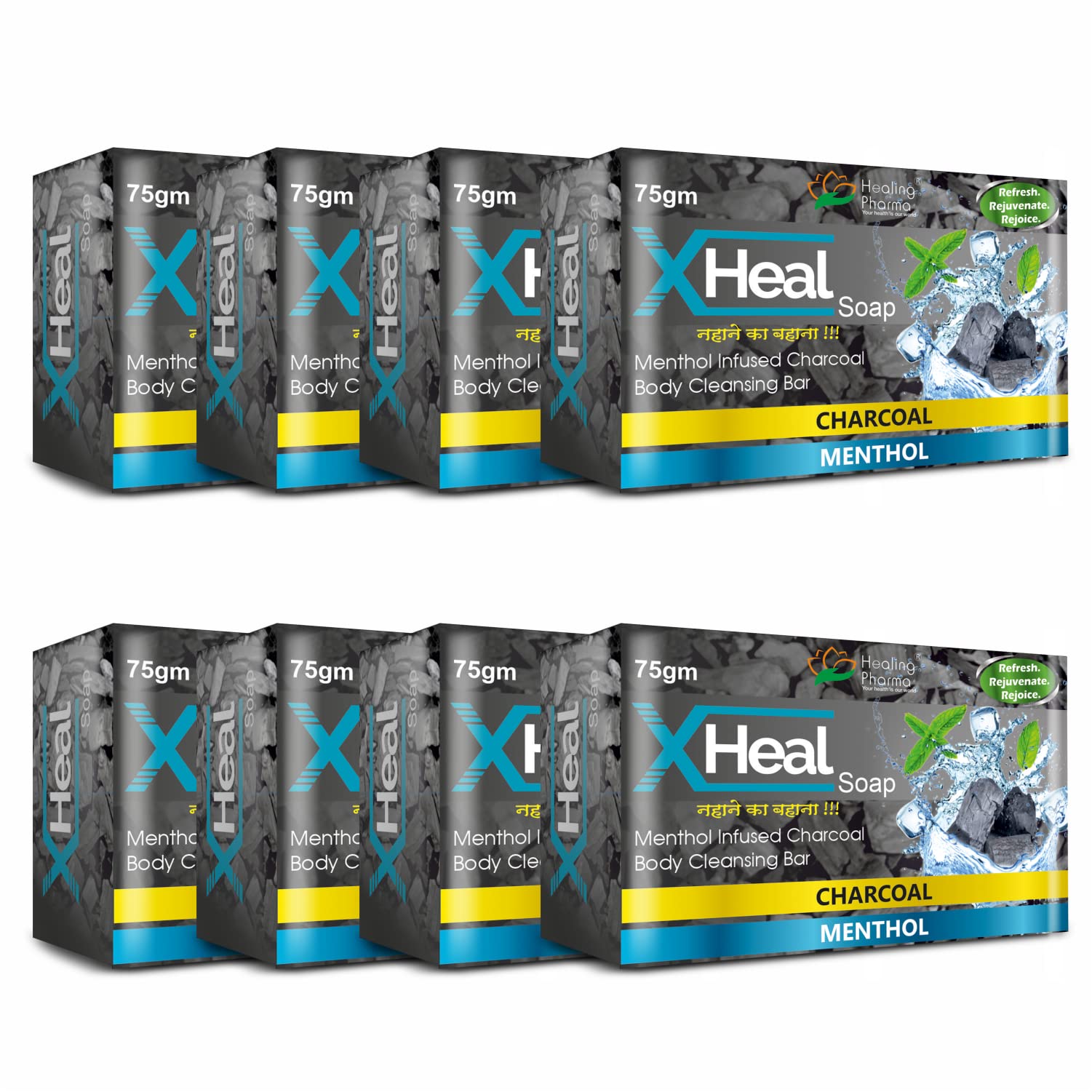 XHeal Activated Charcoal Soap with Charcoal and Menthol for Face Body