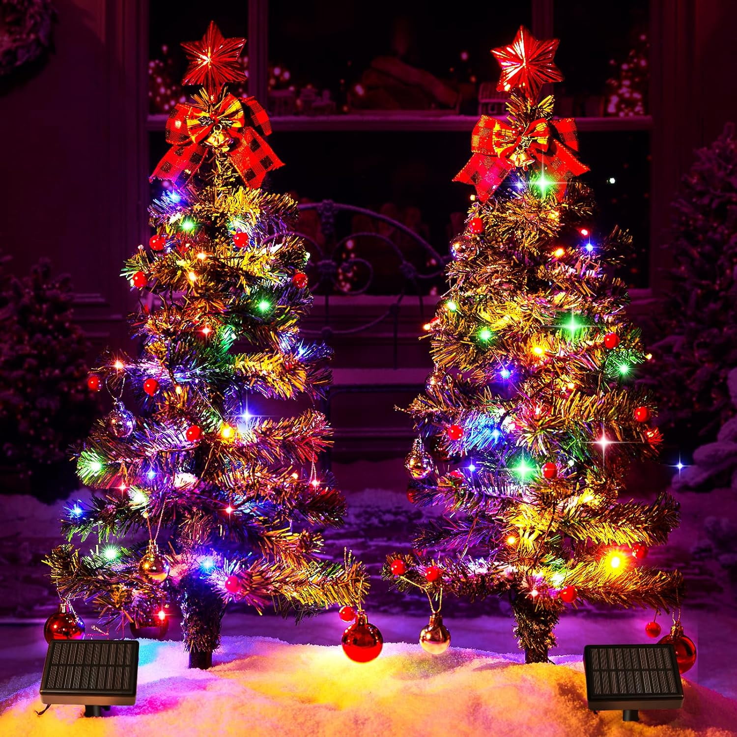XHtang Solar Christmas Tree Lights Outdoor Waterproof,2 Modes Solar