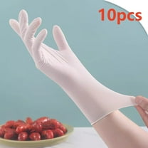 XIA0LE 10pcs Kitchen Dishwashing Nitrile Gloves, Disposable Thickened Soft Latex Household Cleaning Gloves, Kitchen And Bathroom Cleaning, Non-Slip, Flexible &Waterproof (White)