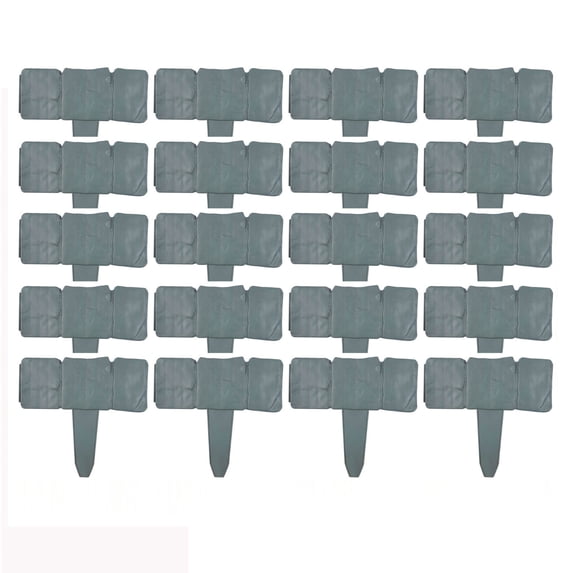 XIA0LE 16ft Imitation Stone Plastic Garden Edging, 20pcs Interlocking No-Dig Landscape Fence Border For Flower Beds, Lawn, Yard Pathway Decor (Gray)