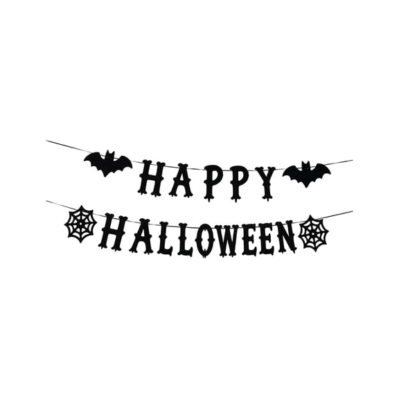 XIA0LE 2PC Halloween Greeting Fabric String Spooky Font Hanging Garland With Wing Shapes Web Frame Ornaments Indoor Wall Decor For Halloween Party Indoor Scene Layout