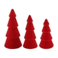 thumbnail image 1 of XIA0LE 3 Pcs Flocking Velvet Plastic Christmas Trees Red Modern Cone Tabletop Trees For Xmas Winter Home Room Holiday Decorations Entryway Table Mantel Centerpiece Decor, 1 of 9