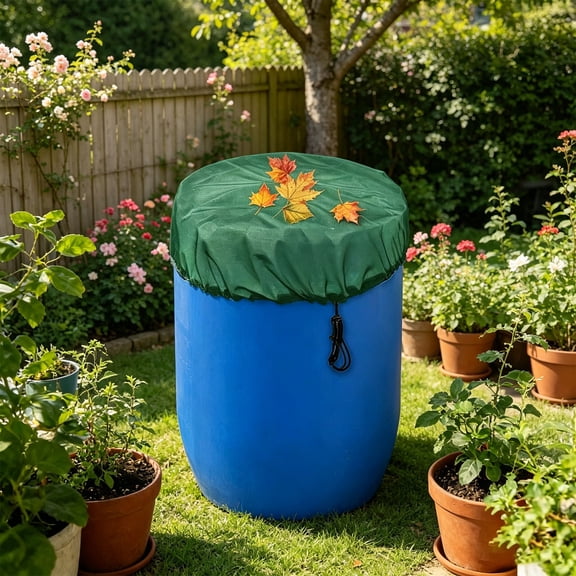 XIA0LE 35.5in Rain Barrel Mesh Cover with Drawstring Green Water Collection Buckets Cover, Black Fine Mesh Netting Screen To Keep Leaves and Debris Out