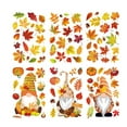 thumbnail image 1 of XIA0LE 6 Sheets Fall Window Maple Leaf Thanksgiving Decoration Glass Sticker Maple Leaf Gnome Pumpkin Door Wall For Home Party Decor Wedding Party, 1 of 6