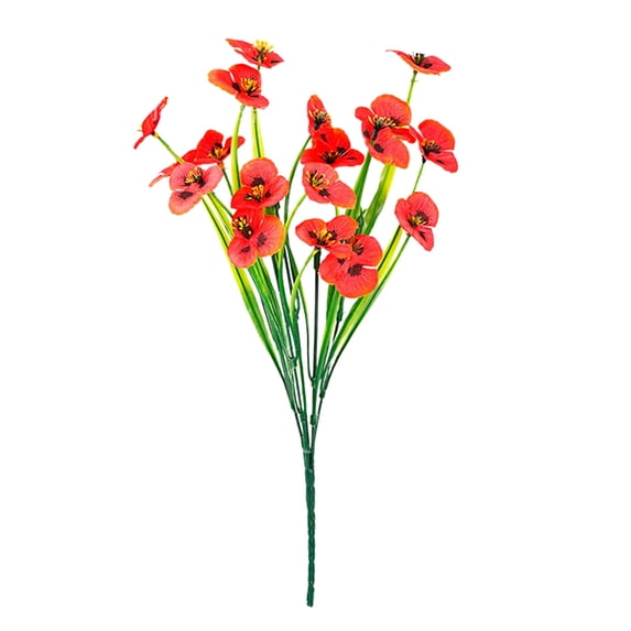 XIA0LE 7-Fork Red Artificial Poppy Flowers With Stems Faux Poppies Bouquets Plastic Spring Floral For Indoor Table Party Arrangement Wedding Ceremony Decor