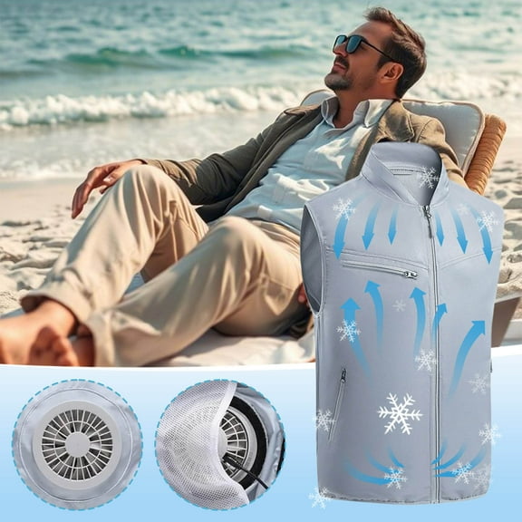XIA0LE Air-Conditioned Work Vest Jacket With 2 Fans,Men And Women Adjustable 3-Speeds Wind Air Conditioner Reflective Vests, Reusable Ice Vest For Hot Weather,For Running Fishing Vest (White M)