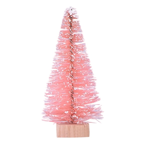 XIA0LE Artificial Mini Christmas Trees,3in Bottle Brush Trees With Wood Base, Artificial Frosted Sisal Xmas Tree, Diy Crafts Mini Pine Tree For Christmas Party Home Table Top Decor Winter Ornaments