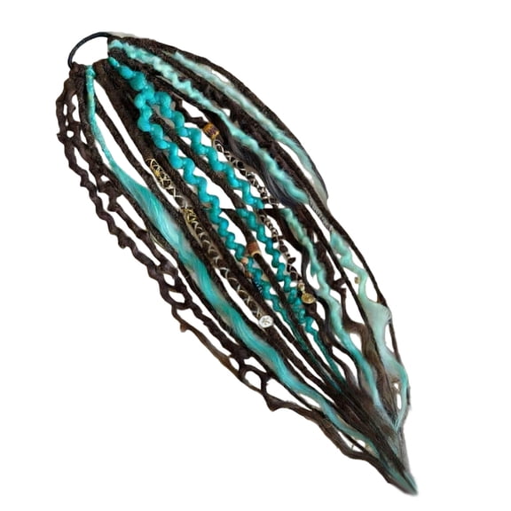 XIA0LE Elastic Braided Ponytail Extension With Hair Tie, 20" Long Viking Dreadlock Beads Ponytail Hand-Braided Braids Hair Extensions Lightweight Natural Synthetic Hairpiece For Festival(D)