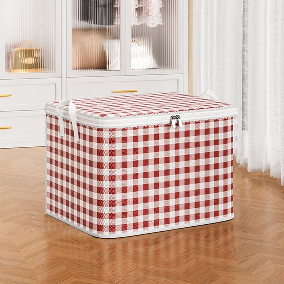 XIA0LE Fabric Storage Bins With Lids,Pink Checkered Storage Boxes With Handles For Organizing Clothes Quilt, Collapsible Storage Cube Bins Baskets For Shelves (30l)