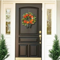 XIA0LE Fall Wreaths For Front Door, 12 Inch Autumn Wreath With Pumpkin Berry Peony Flowers Eucalyptus Leaves For Harvest Thanksgiving Home Wall Window Indoor Outdoor Decorh