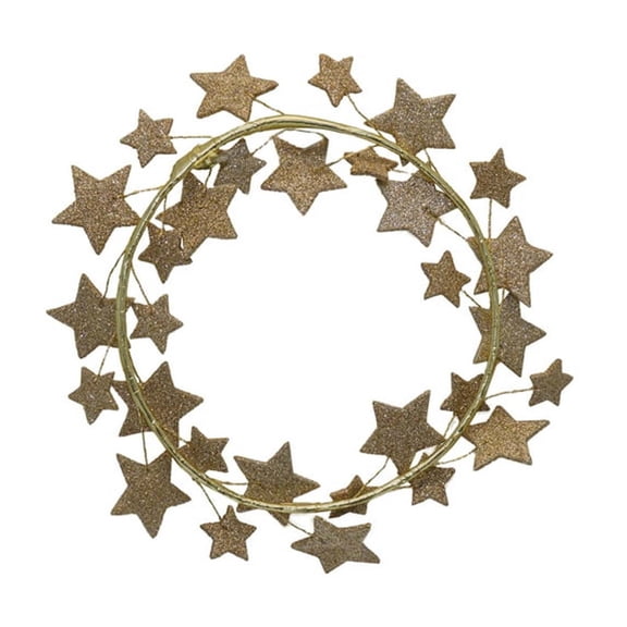 XIA0LE Gold Glitter Star Front Door Wreath,11.8" Minimalist Boho Star Hoop Wall Hanging Decor, Farmhouse Home Indoor Outdoor Door Ornament