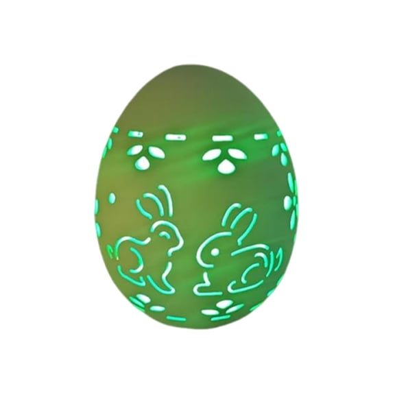 XIA0LE Green Ceramic Hollow Lighted Easter Egg ,Farmhouse Rustic Hollow Bunny Easter Eggs Light Up Tabletop Statue, Easter Home Table Decor, Hunting Party Supplies Gifts For Kids