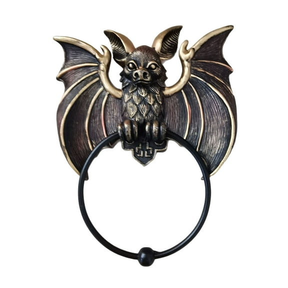 XIA0LE Halloween Bat Door Knocker Retro Decor, Black Door Knocker Resin Bat Door Knocker, Front Door Handle Knocker Decorative, Front Door Iron Vintage Front Door Rustic Shape
