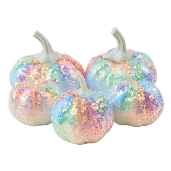 XIA0LE Halloween Glitter Knit Pumpkins, 5 Pack Pumpkins Fall Thanksgiving Decor, Rustic Farmhouse Thanksgiving Halloween Decorations, Pink